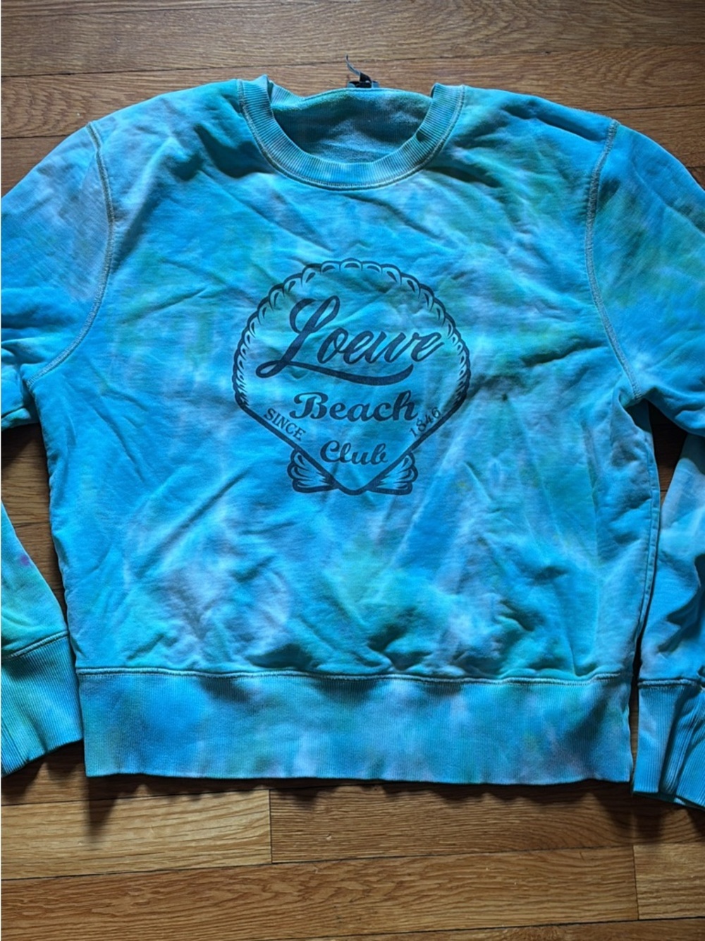 Loewe Tie-Dye Crewneck Sweatshirt in Aqua and Seafoam